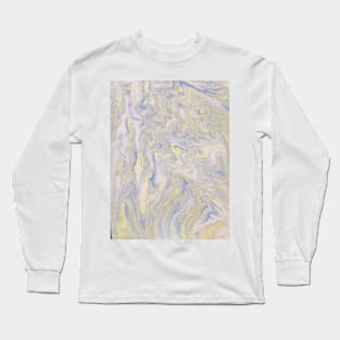 Blue, white, yellow, acrylic pour. Long Sleeve T-Shirt